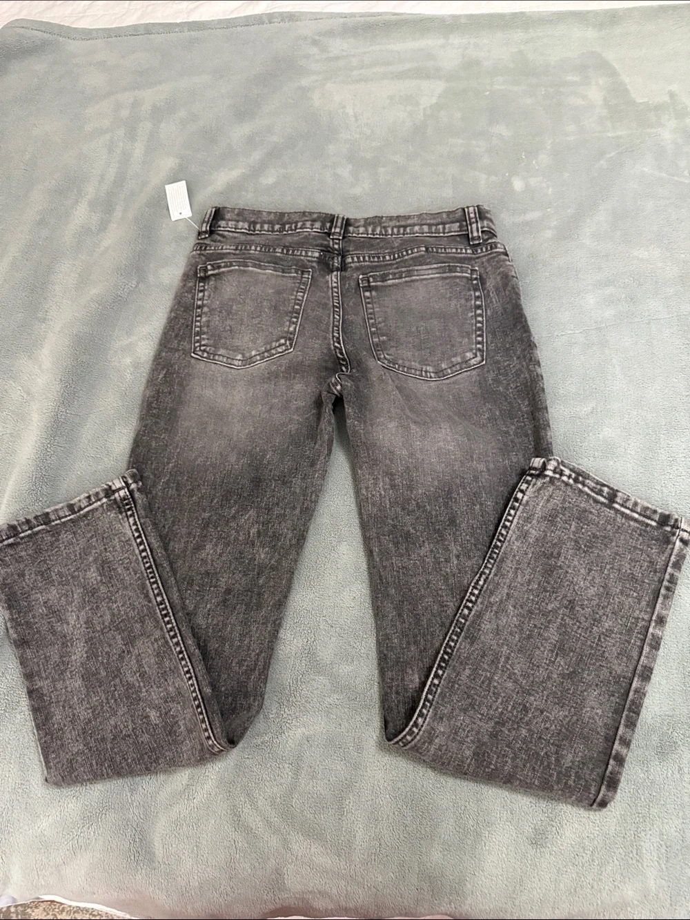 wonder nation Men's Slim Straight Distressed Gray-Black Jeans